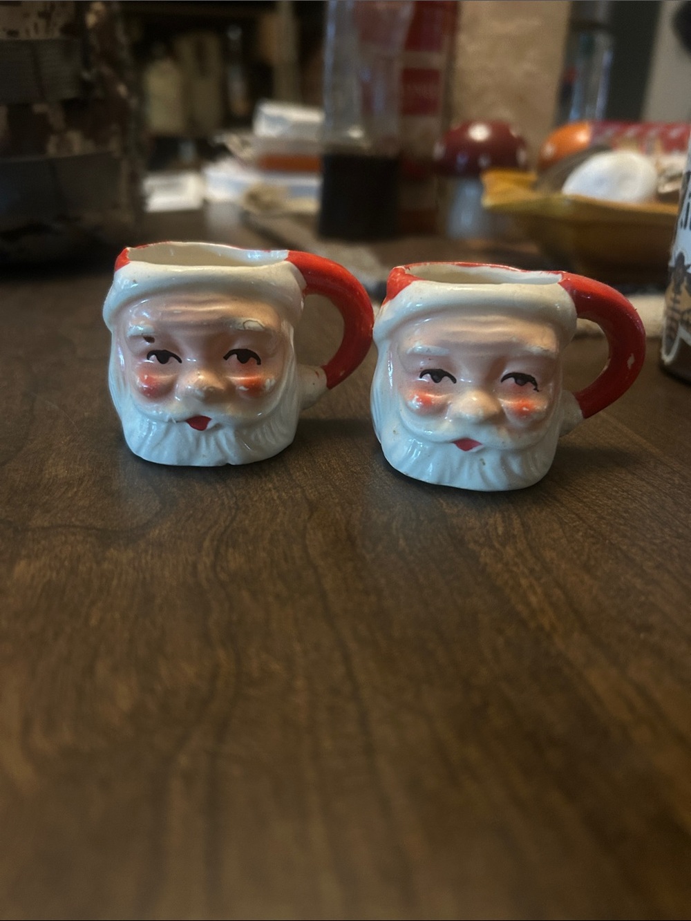 Mid century Santa shot glasses